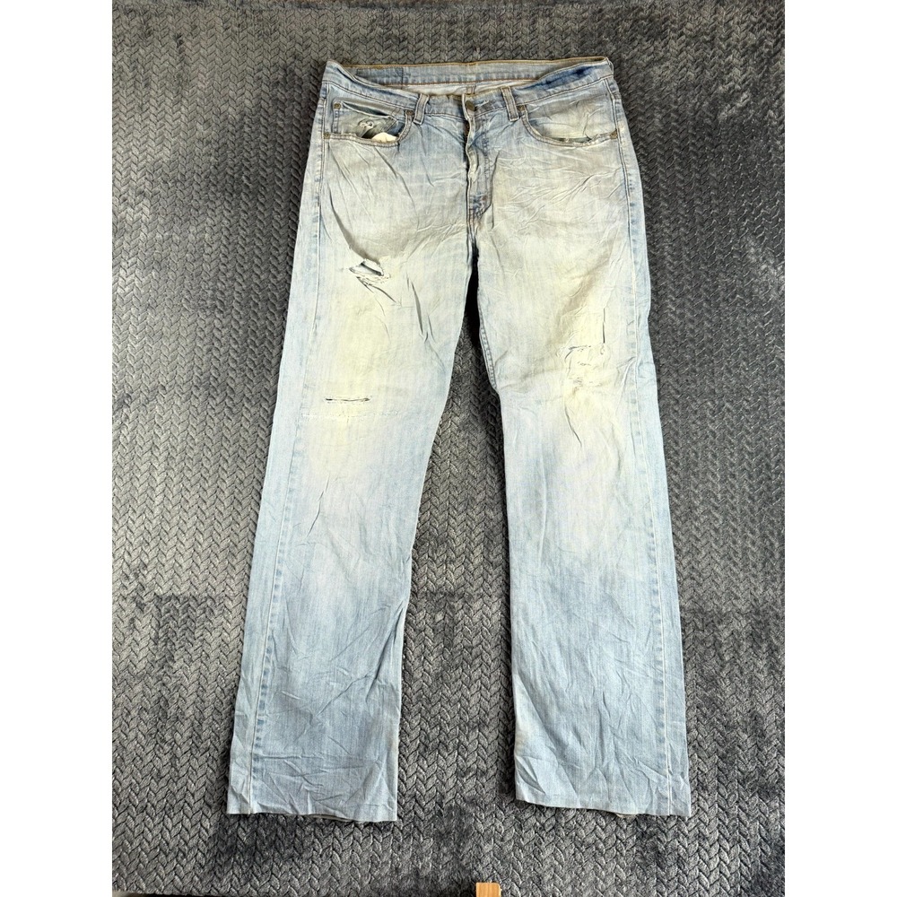 Vintage Levi's 752 Jeans Mens 34x32 Blue Denim Straight Leg Stretch Distressed